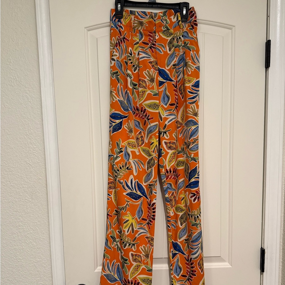 Orange Floral Tropical Pants
